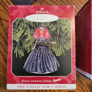 Hallmark African-American Barbie Ornaments 1998 ~ Black & Silver Gown ~ Pretty!